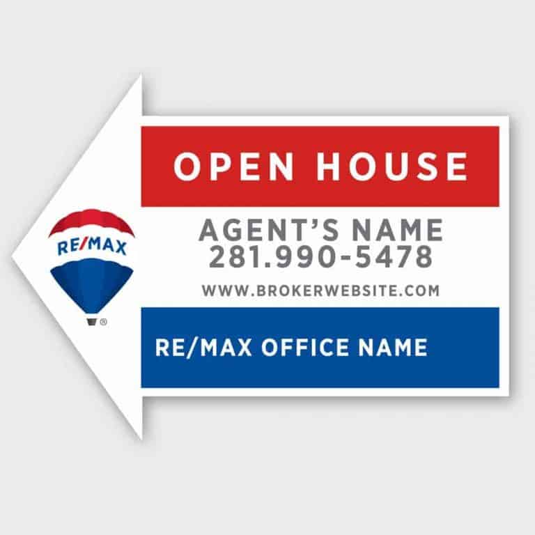 REMAX Open House 18x24 Arrow Shape Double Sided SignWay