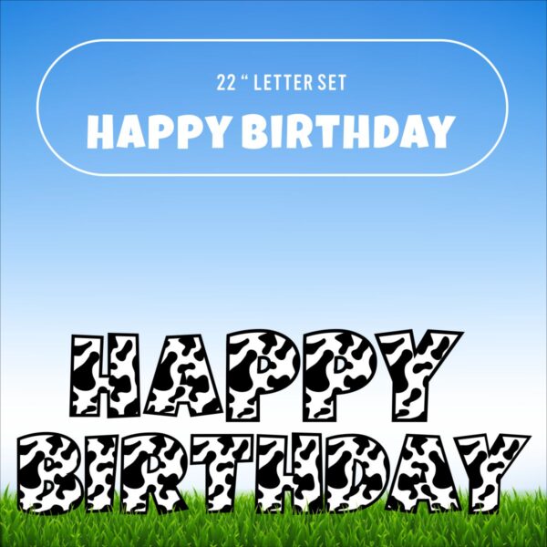 Happy Birthday Letter Set |Cow Print | 22"