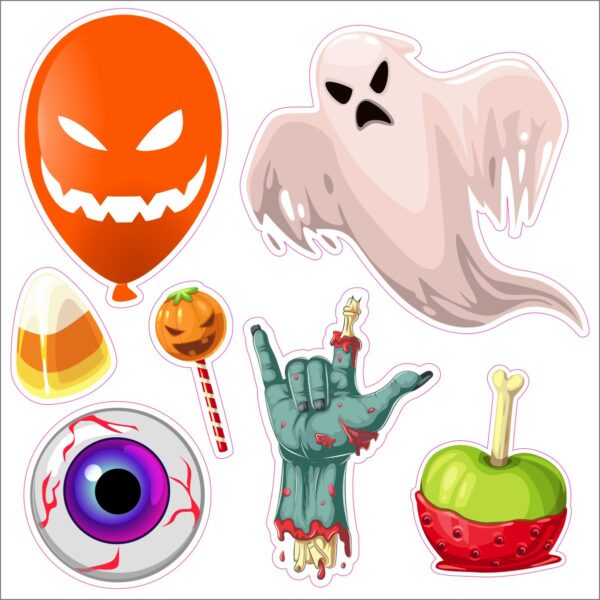 Half Bundle Yard Card Halloween graphics include zombie hand, candy corn, hunted candy, balloon, candy apple, and eyeball