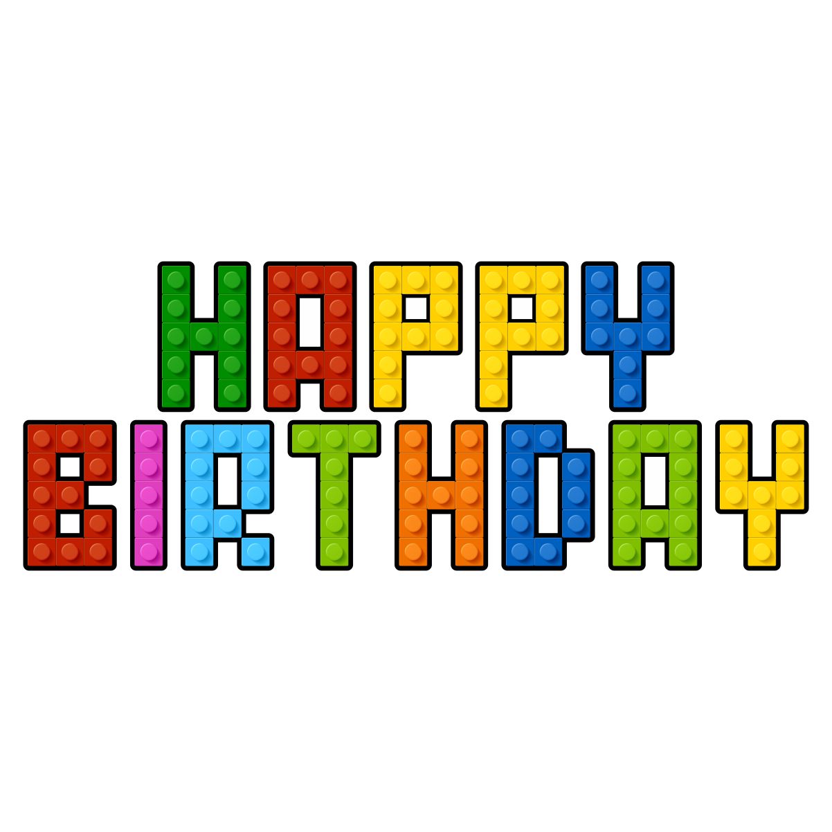 happy birthday toy isometric blocks yard letters and