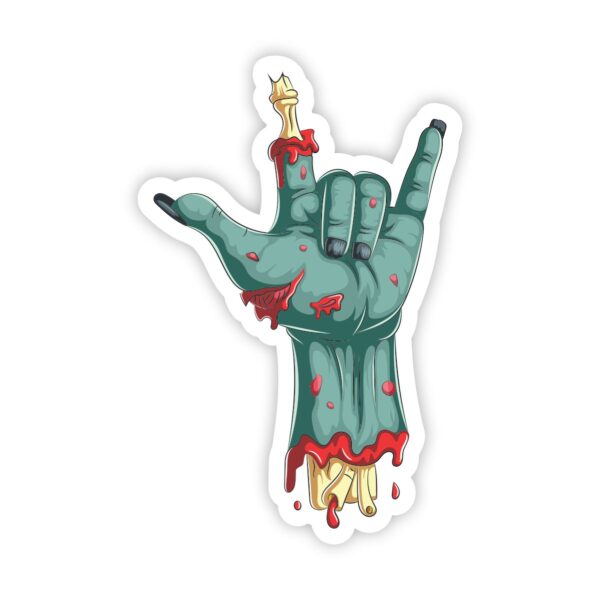 Rock Zombie Hand Yard Card, with blood and bone finger Yard Card Decor