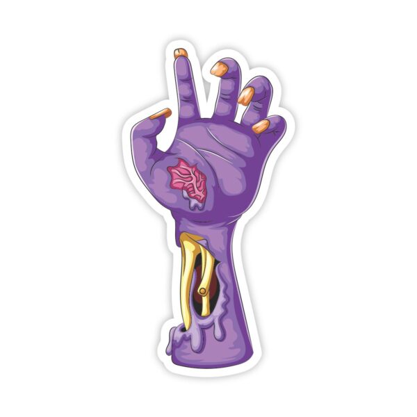 Halloween Purple Zombie Hand Yard Card with blood and long nails Yard Card Decor