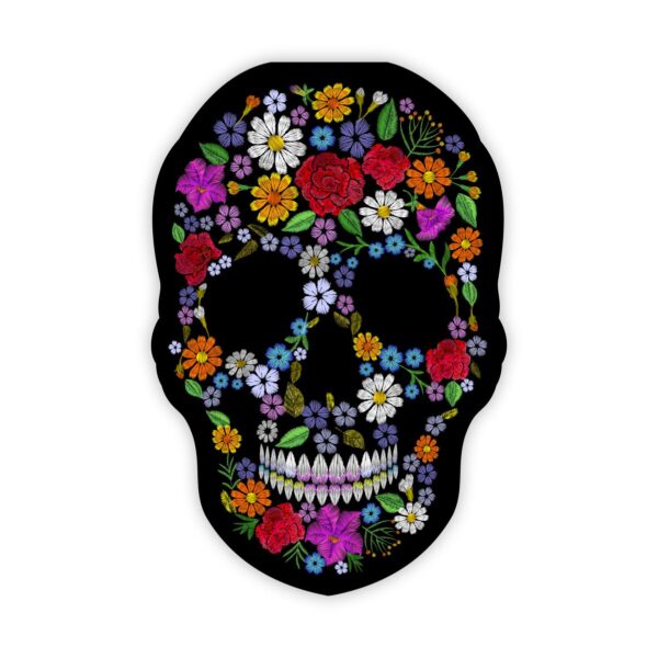 Flowers sugar skull yard card - Halloween and Dia de Muertos, Day of the Dead