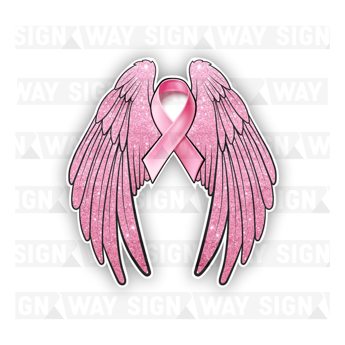 Cancer Ribbon With Wings