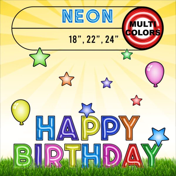 Happy Birthday Multicolored Neon