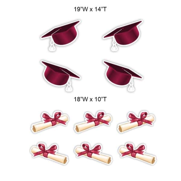 Maroon Grad Caps and Diplomas