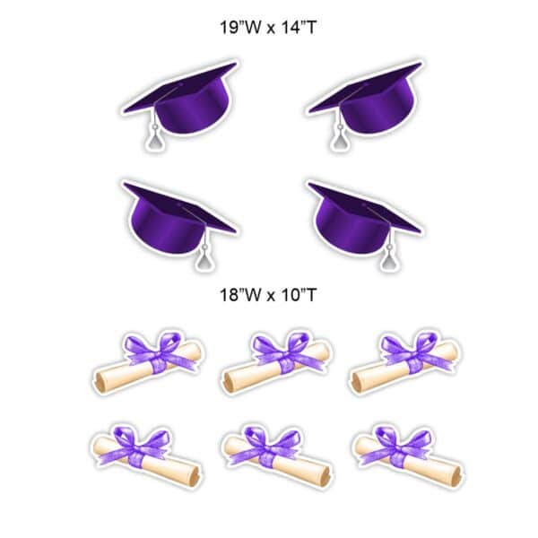 Purple Grad Caps and Diplomas