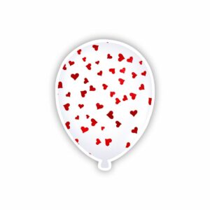 White With Red Hearts Balloon