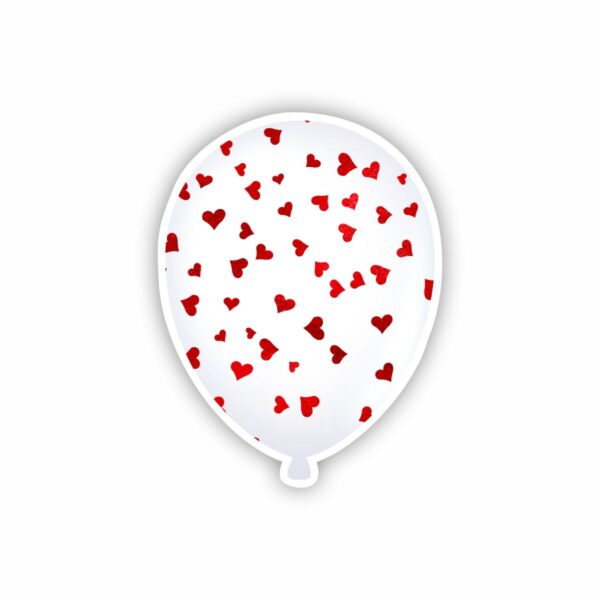 White With Red Hearts Balloon