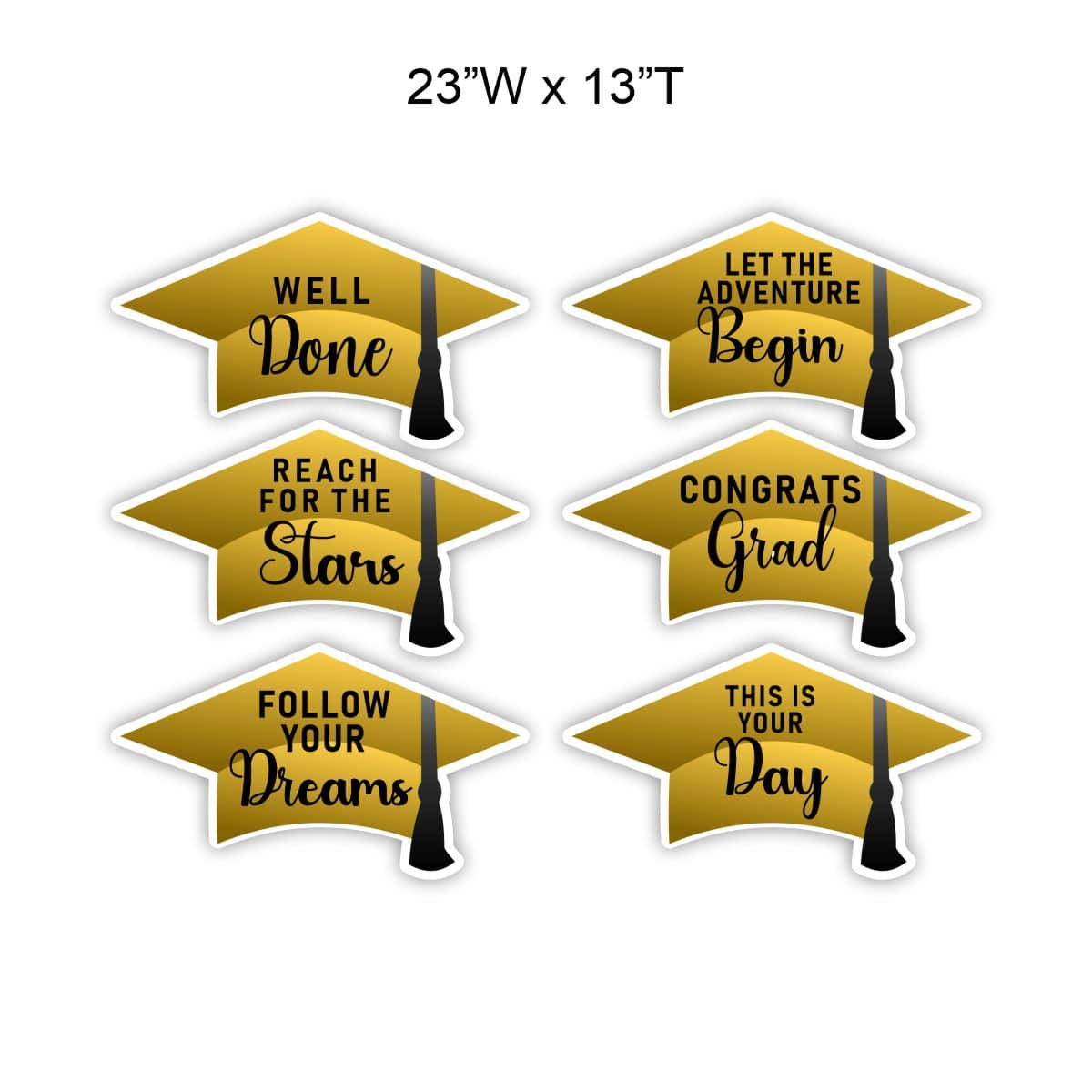 Yellow Grad Cap 6 pc Walkway Yard Signs | SignWay