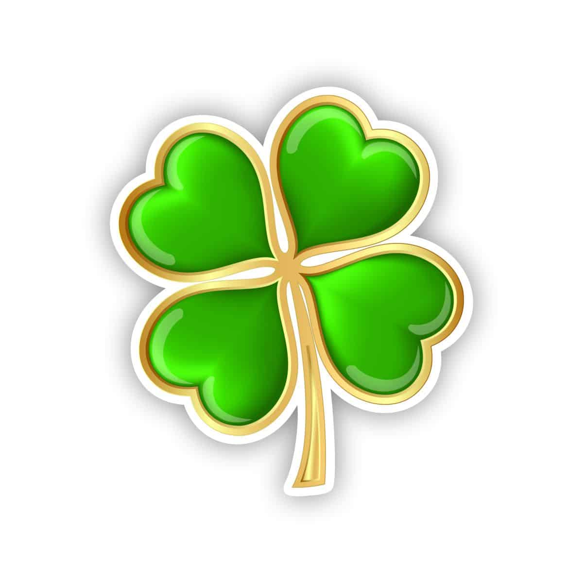 Gold Trim 4 Leaf Clover, Saint Patrick's Day