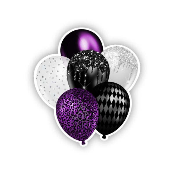 Purple Black and White Sparkle Balloon Bouquet