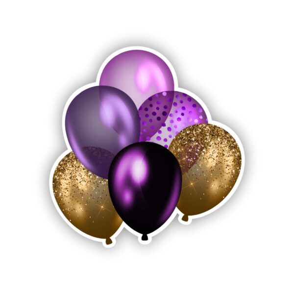 Purple and Gold Sparkle Drip Balloon Bouquet