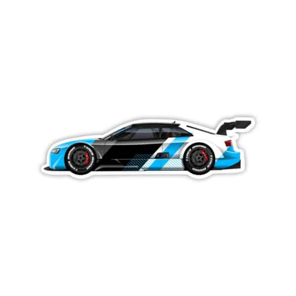 Realistic Race Car Blue White and Black