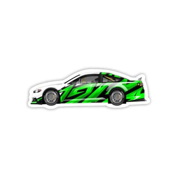 Realistic Race Car Green Black and White