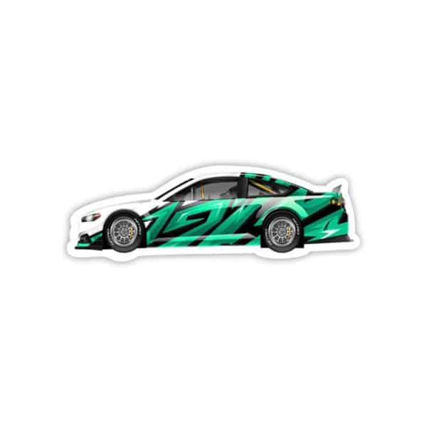 Realistic Race Car Teal Black and White