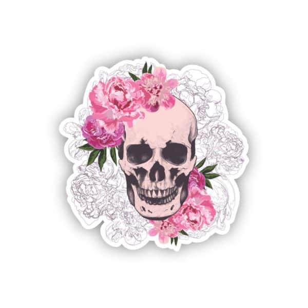 Skull and Pink Flowers