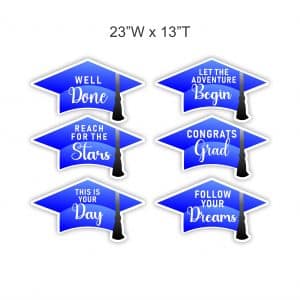 Royal Blue Grad Cap 6 pc Walkway Yard Signs